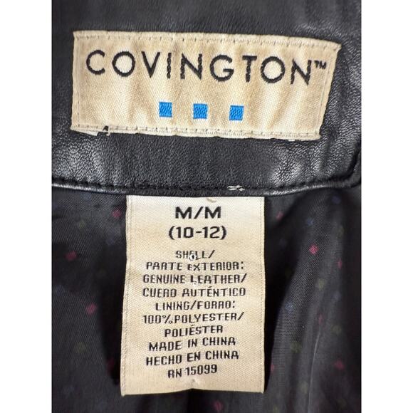 Convington Size M Moto Leather Jacket Black Notched Long Sleeve Button Outdoor - Picture 8 of 10